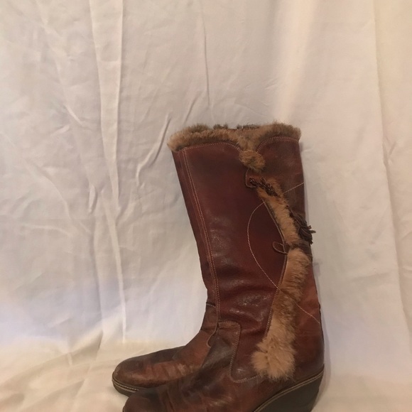 Brown Nine West boots with faux fur - Picture 3 of 4